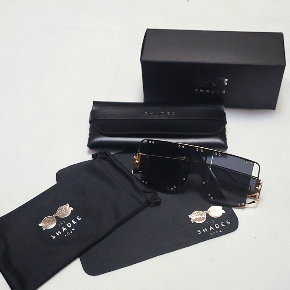 2FOR$30 BRAND NEW TRANSPARENT LENS  GOLD FLAT TOP FRAME SUNGLASSES +Case